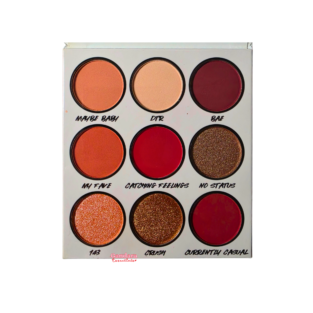 BH Cosmetics 9 Color Shadow Palette displaying vibrant eyeshadow shades in a sleek compact design.