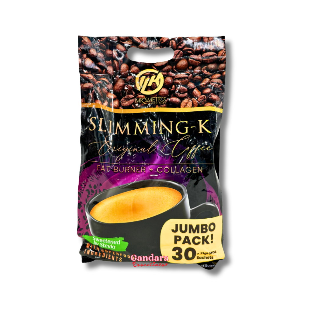 MKSmetics Original Coffee Fat Burner Collagen sachets in a box, showcasing 30 individual packets for easy use.