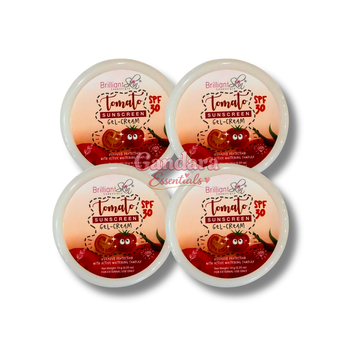 Brilliant Skin Essentials - Tomato Sunscreen Gel Cream - 4 Pcs