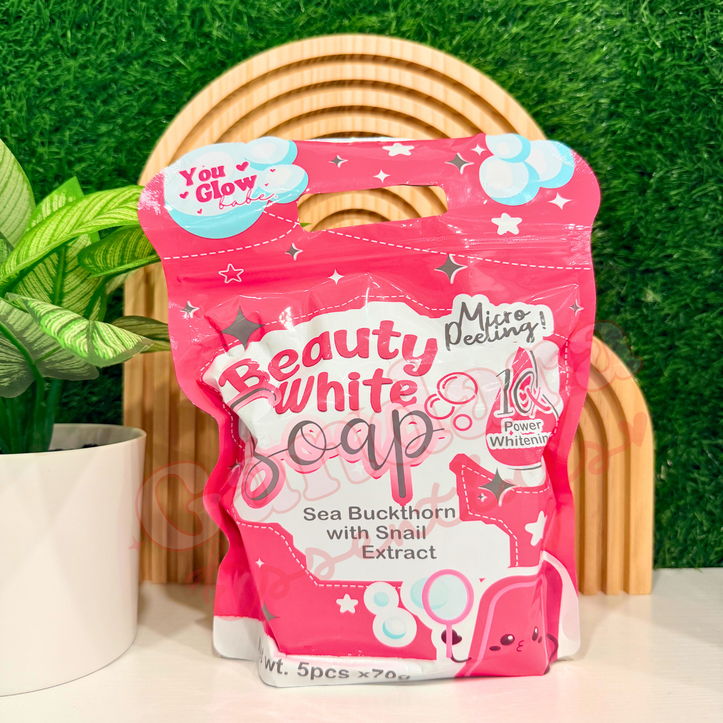 You Glow Babe Beauty White Soap bars in a stack, showcasing their clean, white design and compact 70g size.