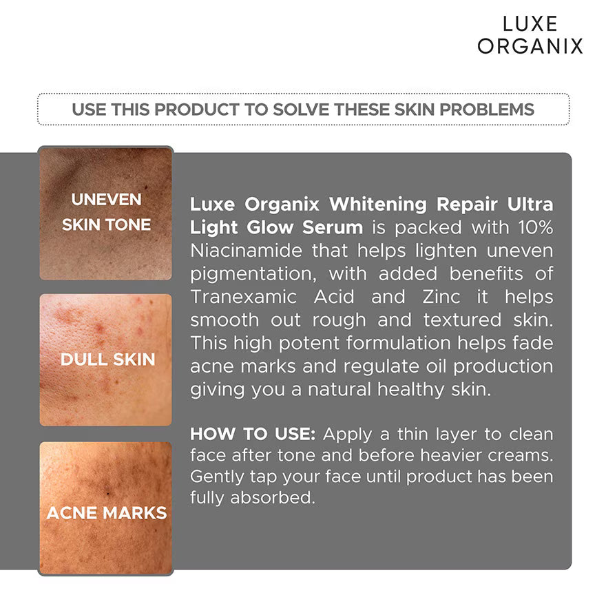 Luxe Organix - Whitening Repair Ultra Light Glow Serum - 30mL