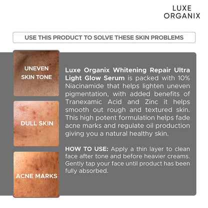Luxe Organix - Whitening Repair Ultra Light Glow Serum - 30mL