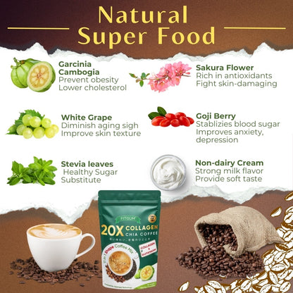 Fitgum - Collagen Chia Coffee Mix - 12g x 10 Sachet