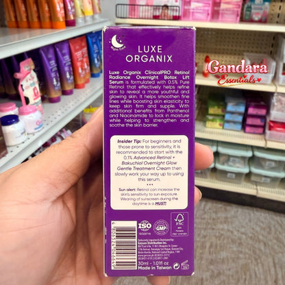 Luxe Organix - Retinol Radiance Overnight Botox Lift Serum - 30mL