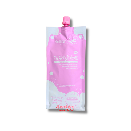 Brilliant Skin Essentials Advanced Moisture Booster Gel-Cream in a 50g jar, showcasing a smooth, hydrating texture.