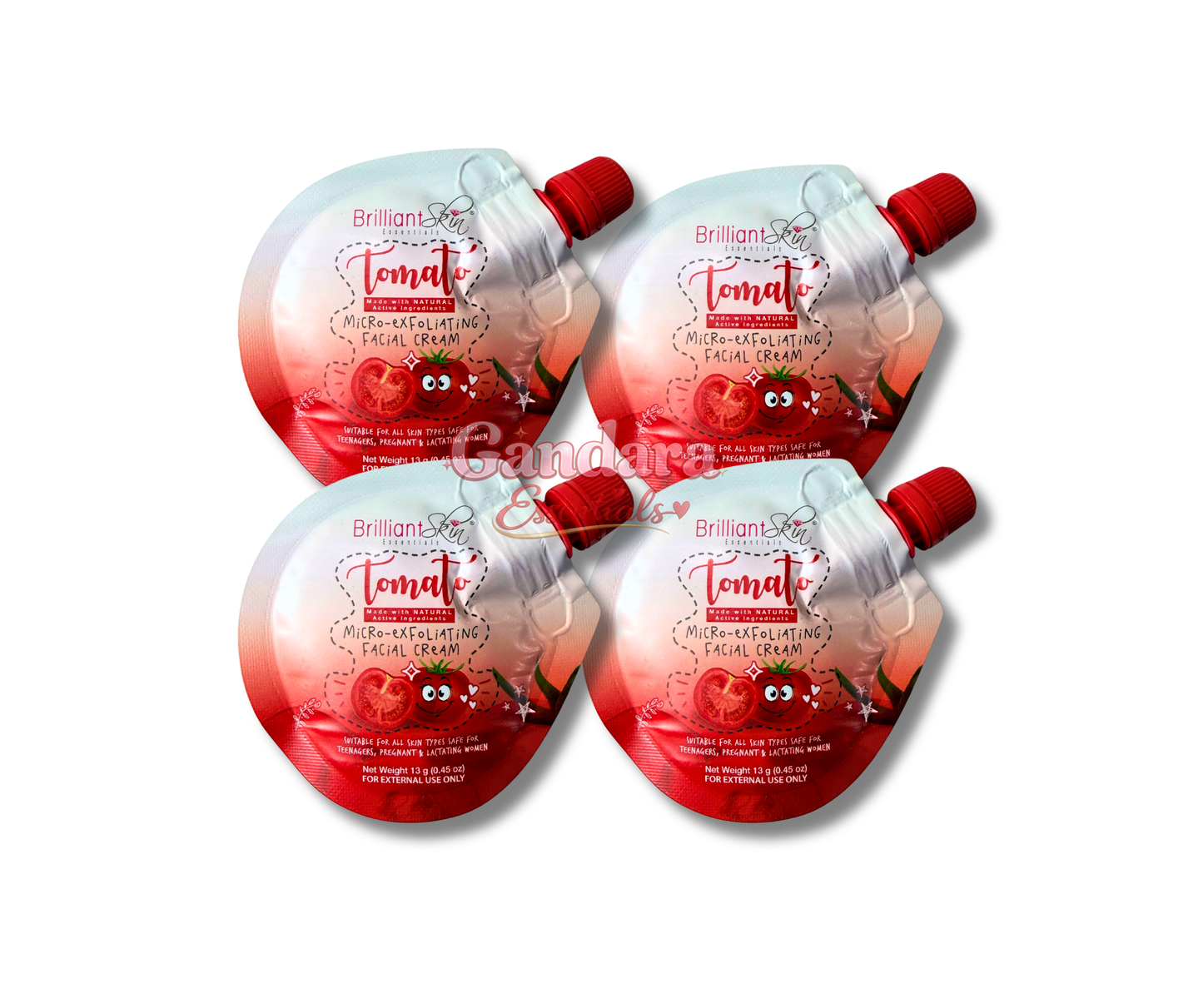 Brilliant Skin Essentials - Tomato Micro-Exfoliating Cream - 4 Pcs