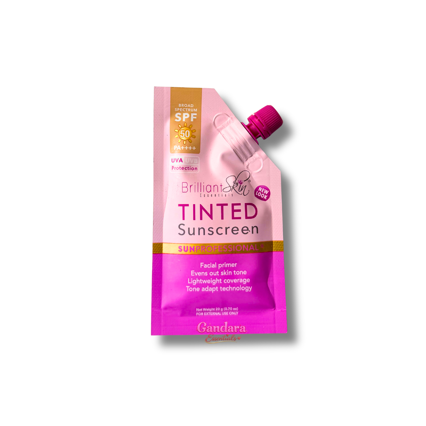 Brilliant Skin Essentials tinted sunscreen in a 20g tube, providing sun protection with a natural, tinted finish for the skin.