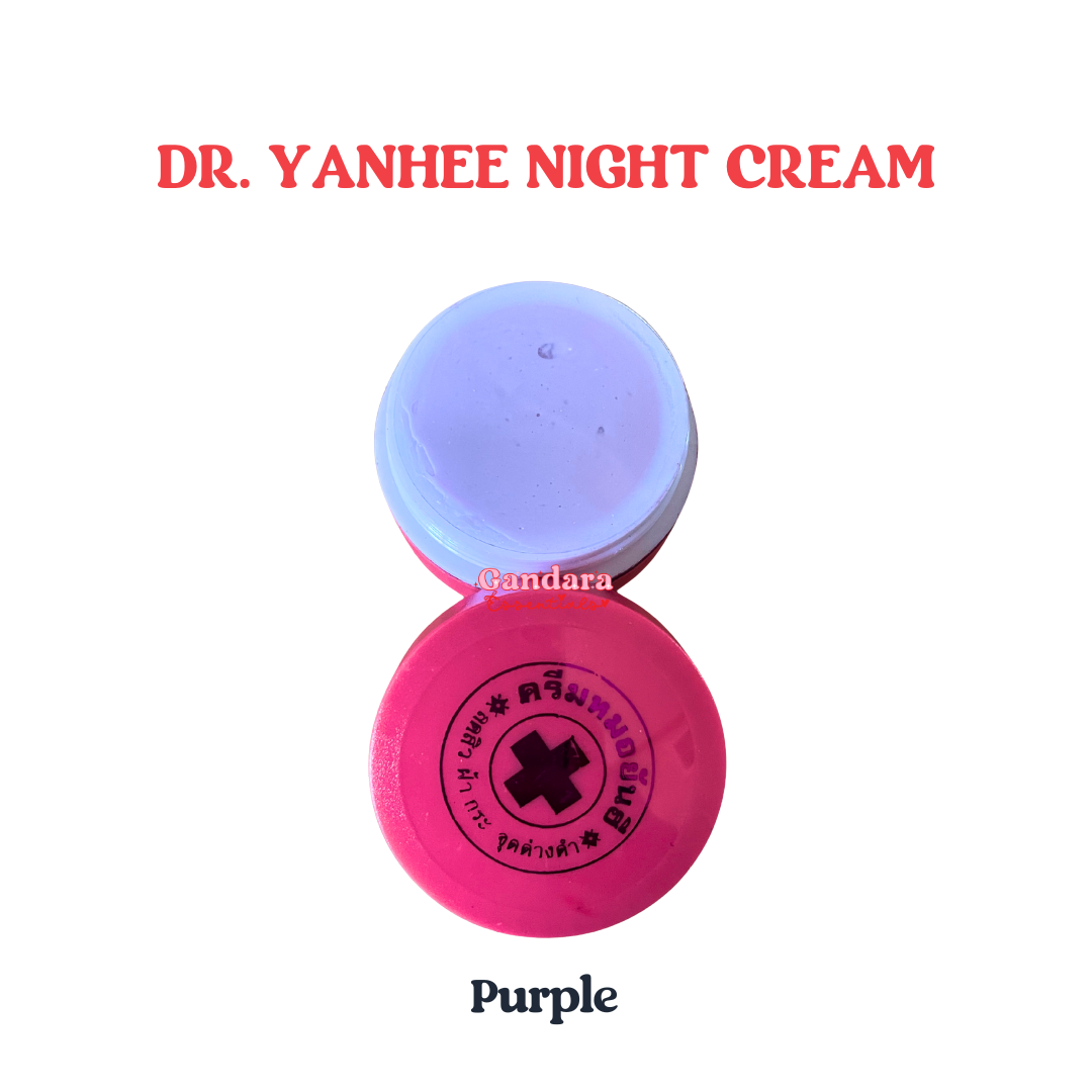 Dr. Yanhee night cream in a 5g jar, showcasing a smooth, creamy texture with a subtle white color.