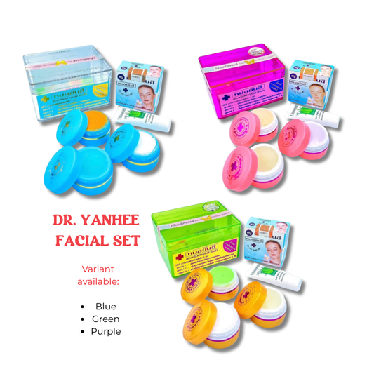 Dr. Yanhee Facial Whitening Cream Set featuring jars of cream in elegant packaging on a neutral background.