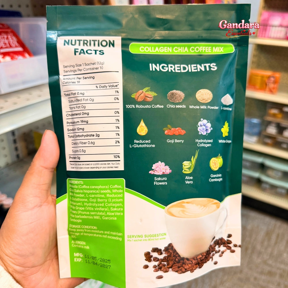 Fitgum - Collagen Chia Coffee Mix - 12g x 10 Sachet