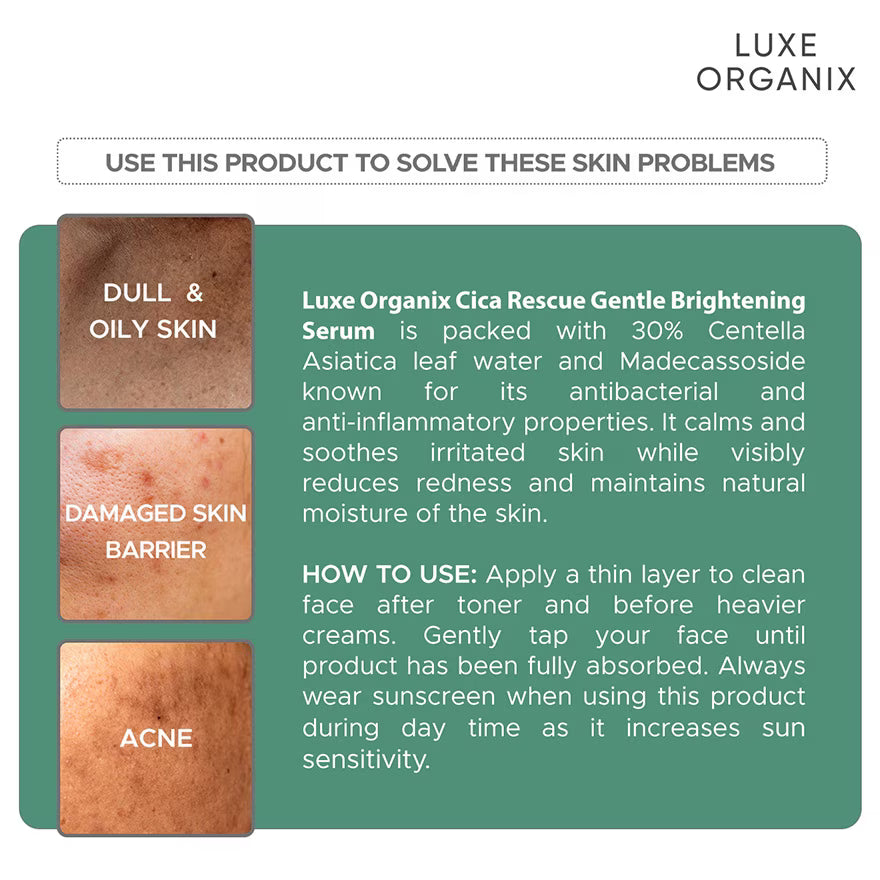 Luxe Organix - Cica Rescue Gentle Brightening Serum - 30mL