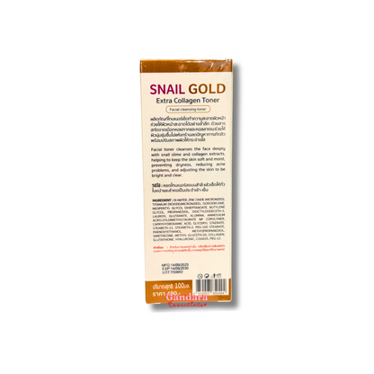 Perfect Skin Lady Snail Gold Extra Collagen Toner bottle with a sleek design, 100mL, showcasing its nourishing formula.