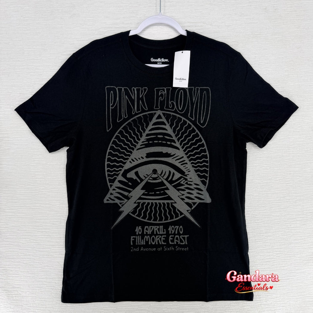 Black Pink Floyd concert T-shirt featuring 1970 design, made by Goodfellow & Co, displayed on a plain background.