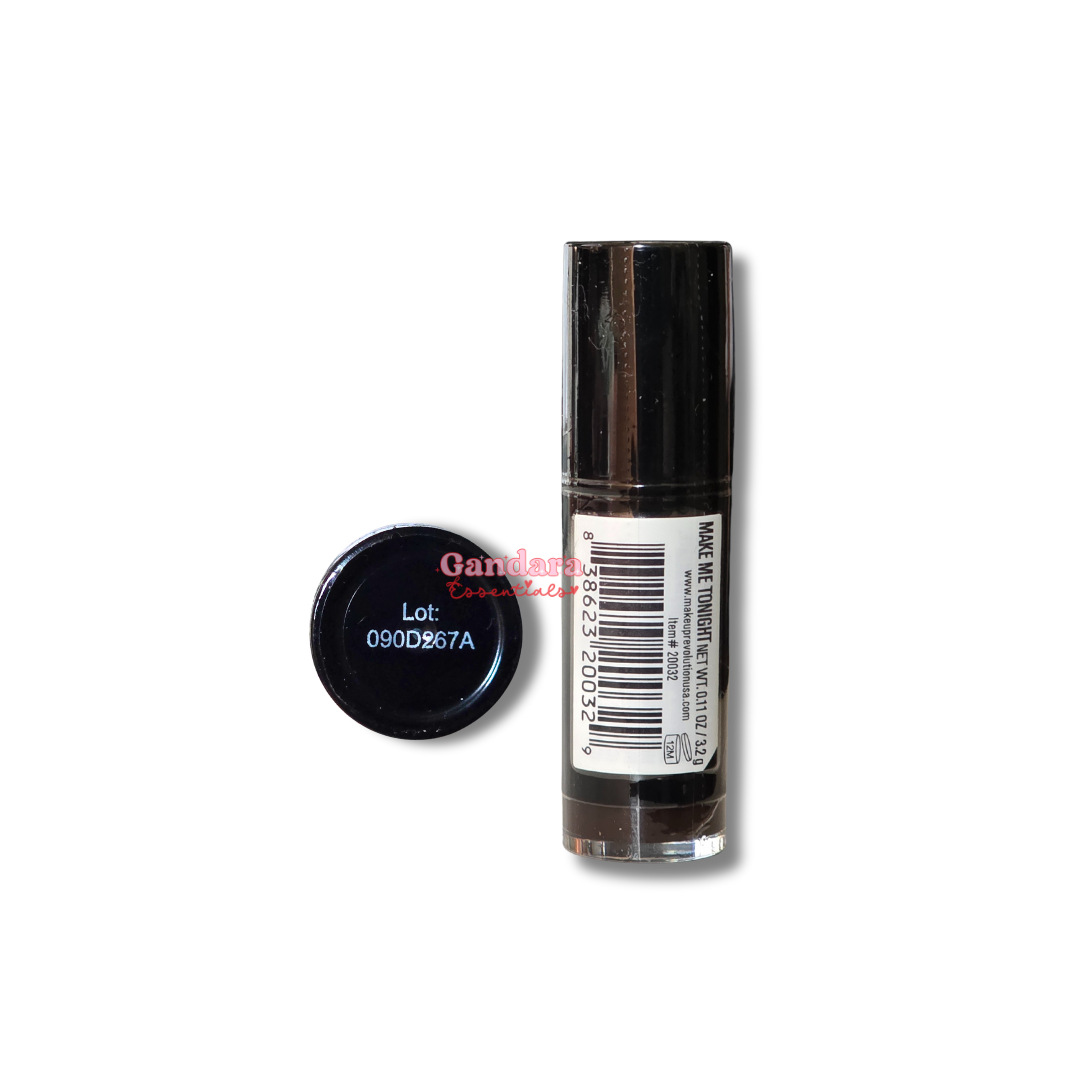 Revolution lipstick in shade "Make Me Tonight," vibrant color displayed in a tube, 0.11 oz/3.2g.