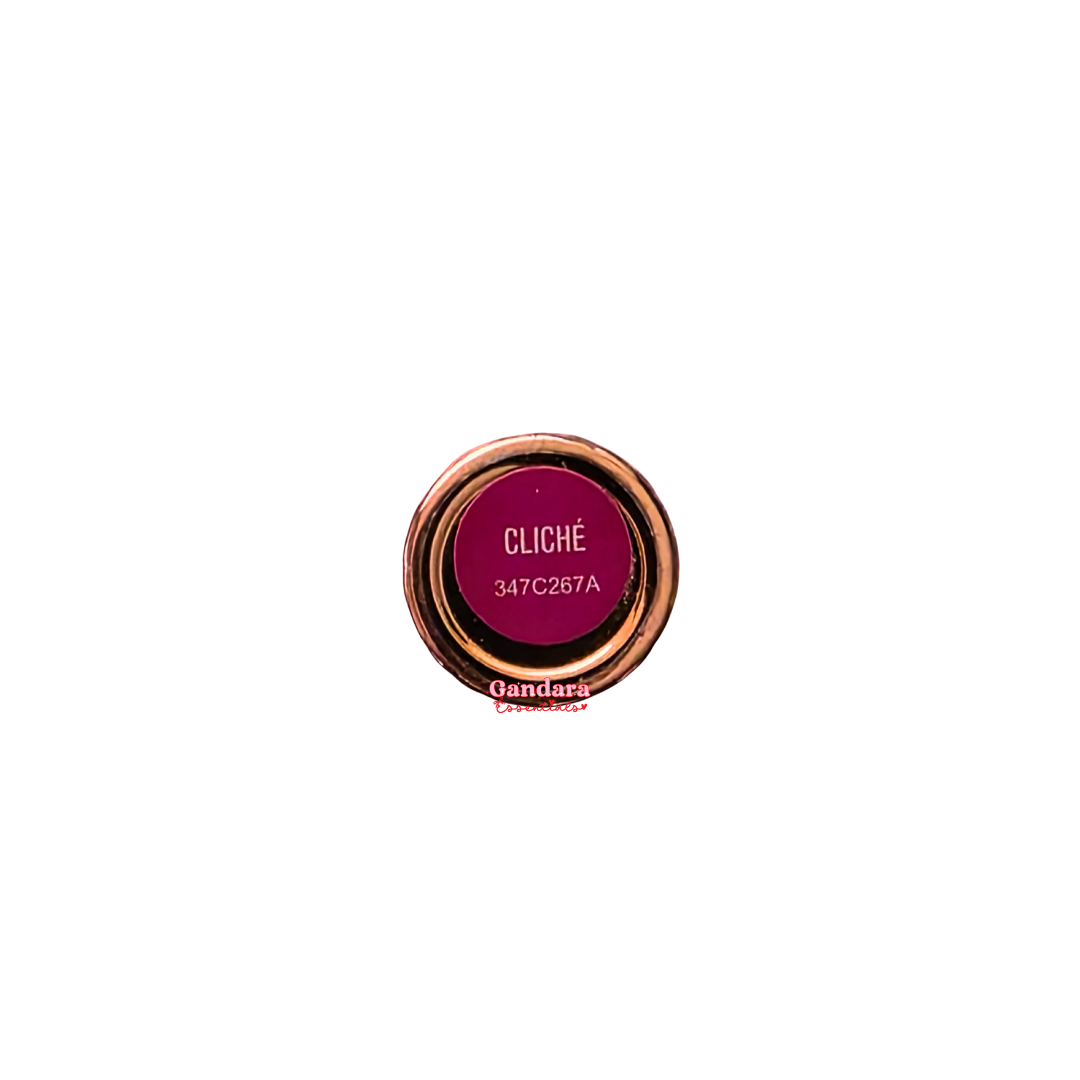Revolution Renaissance Lipstick in Cliché, showcasing a creamy, rich shade in a sleek tube on a neutral background.