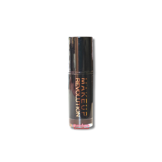 Revolution lipstick in Make Me Tonight shade, 0.11 oz, showcasing the sleek tube and rich, dark lipstick color.