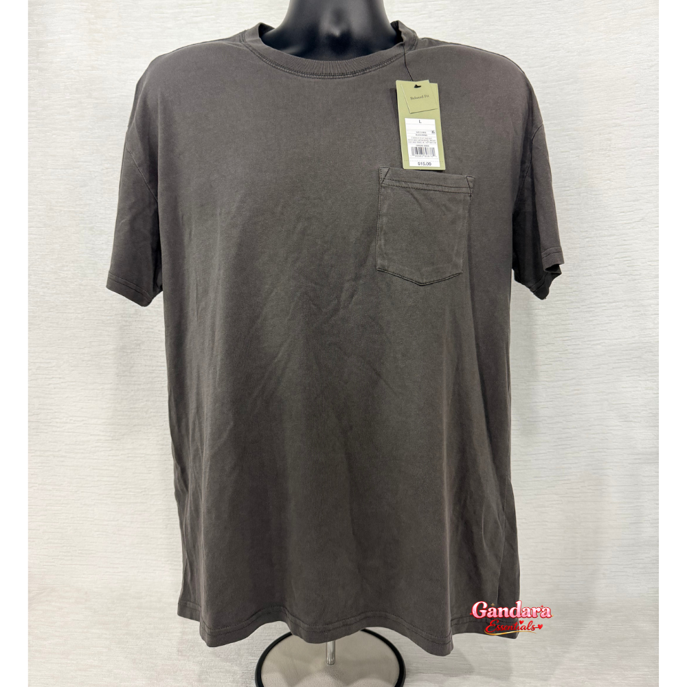 Goodfellow & Co - Men's Crew Neck T-shirt Pocket Relaxed Fit, Charcoal - 1 Pc