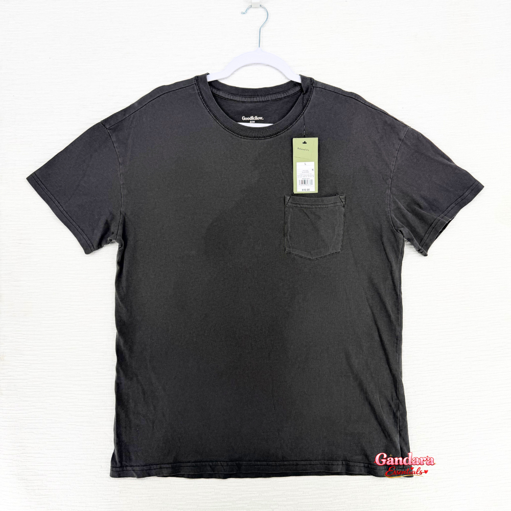 Goodfellow & Co - Men's Crew Neck T-shirt Pocket Relaxed Fit, Charcoal - 1 Pc