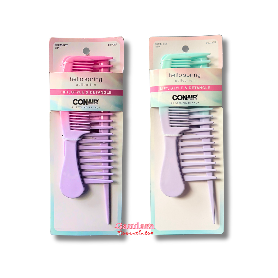 Conair - Hello Spring Collection Lift Style and Detangle Hair Combs - 1 Set (3 Pc)