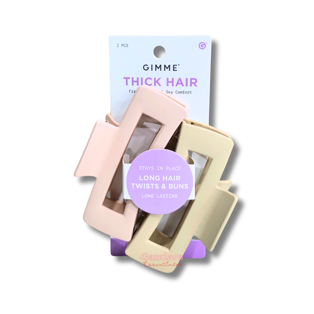 Gimme Beauty - Thick Hair Rectangular Claw Clips - 2 Pcs